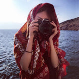 Coachella Music Festival Outfits Seaside Vacation Beach Red Sunscreen Scarf