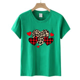 Valentine's Day T Shirts Couples Leopard Print Heart Printing Women's Pullover Short Sleeve T-shirt
