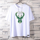 Basketball Sports T Shirt Nba Stag No. 34 Basketball Sports Student Short Sleeve T-Shirt Men