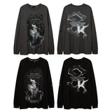 Man Fall Outfits Autumn and Winter Printed Long-Sleeved T-shirt Men and Women Loose Inner Bottoming Top