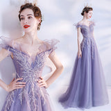 Mauve Dress Bridesmaid Winter Wedding Dress Evening Gown