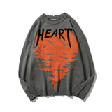 Men Sweater Heart Printing Knitwear Men's Loose Pullover