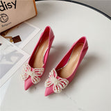 Low Heel Wedding Shoes Women's Stiletto Heel Bridesmaid Shoes French Style Wedding Shoes