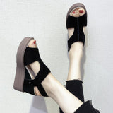 Platform Heels for Women Summer Muffin Peep Toe High Heels