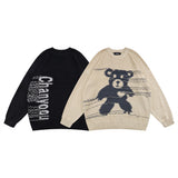 Men Sweater Cartoon Bear Embroidery Knitwear Men Street Tide Brand Loose