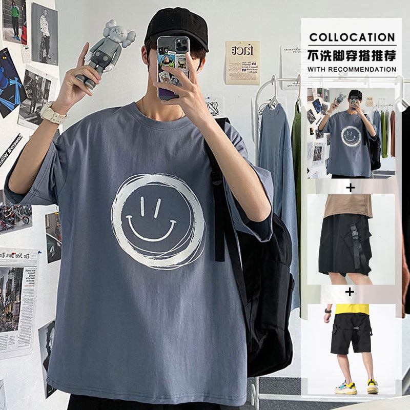 Men T-Shirts Printed Loose Half Sleeve
