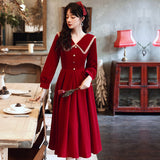 Long Sleeve Burgundy Dress Formal Autumn Red Long Sleeve Midi Dress