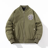 Varsity Jacket Embroidery Flight Suit Stand-Up Collar Thin