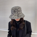 Vintage Check Bucket Hat Lamb Wool Bucket Hat