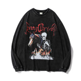 Skull T Shirt Dark Skull Print Loose round Neck