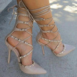 Nude Strappy Heels Super High Heel Stiletto Sandals