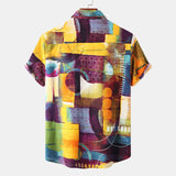 Camp Collar Shirt Color Block Short Sleeve Shirt