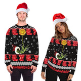 Men and Women Grinch Sweater Christmas Grinch Print Loose-Fitting Casual Pullover