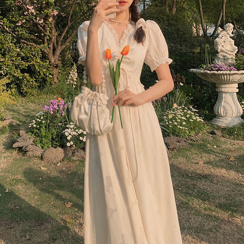 Regency Dress Sweet Puff Sleeve Skirt Temperament