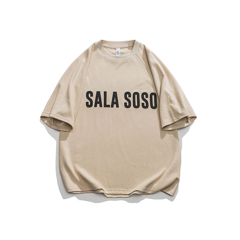 Men T Shitrs Letter Adhesive Printed Round Neck