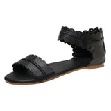 Women Open Toe Sandals Flats Plus Size Slippers Flat Vintage Lace Peep Toe Sandals