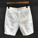 Men White Shorts Denim Shorts Men's Casual Summer