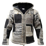 Baja Hoodie Splicing Knitwear Sweater Cardigan Hooded
