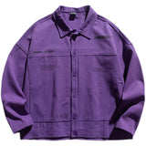Man Fall Outfis Simple Embroidery Casual Jacket Top Loose Overalls