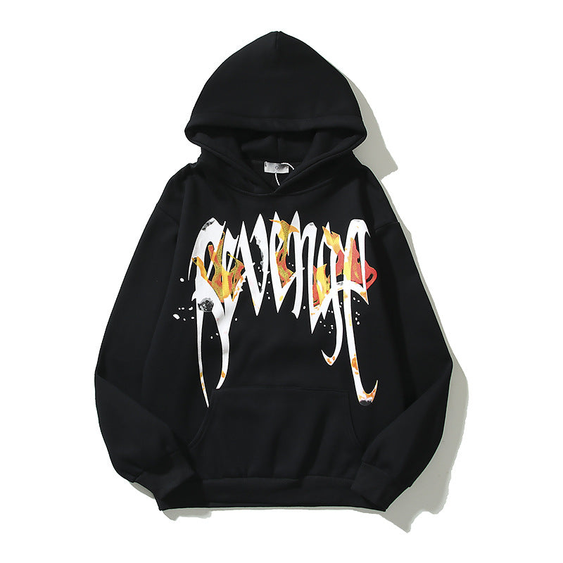 Kanye West Sunday Service Hoodie Burning Big R Loose Velvet Padded Hooded Sweatshirt