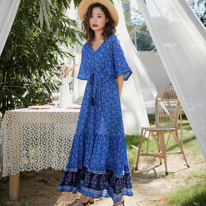Coachella Music Festival Outfits High Waist Loose Wide Hem Long Dress Dress for Women
