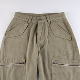 Julia Fox Low Rise Jeans Irregular Leg Drawstring Straight Hot Girl Pure Color All-Matching