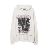 Man Fall Outfits Hip Hop Print Loose Shoulder Hooded Sweater for Men and Women