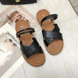 Women Open Toe Sandals Flats Summer Cross Flat Heel Fashion Sandals