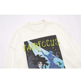 Men Sweater Cartoon Devil Print Knitwear Men's Street Trend Loose round Neck Sweater