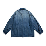 Men Denim Jackets Campus College Style Youth Cool Gradient Color Jacket