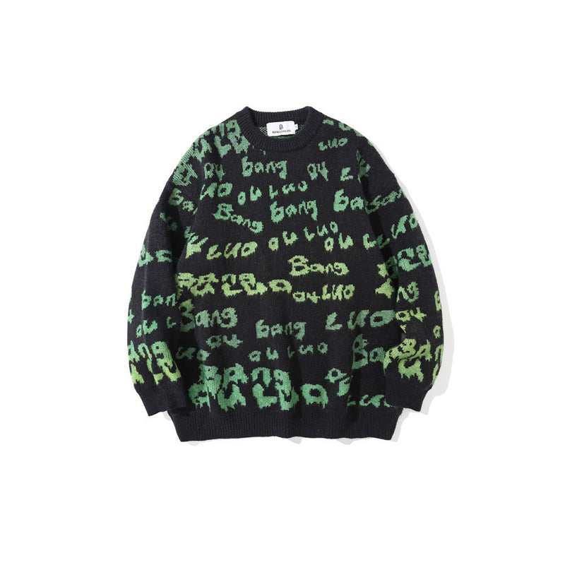 Men Sweater Men's Street Fashion Loose round Neck Sweater