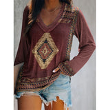 Romanian Gypsy Outfits Printed Long-Sleeved T-shirt for Women