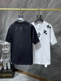 CHH Chrome Hearts T Shirts Heavy Industry Leather Patchwork Cross Short Sleeve T-shirt