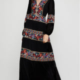 Beth Dutton Bohemian Dress Winter Autumn Maxi Dresses Women's Long Dress Embroidery