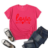 Valentine's Day T Shirts Couples Love Printed Short Sleeve round Neck T-shirt Men and Women Loose