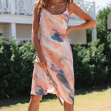 Kendall Jenner Wedding Guest Dress Temperament Western Style Mid-Length Sling Irregular Slit