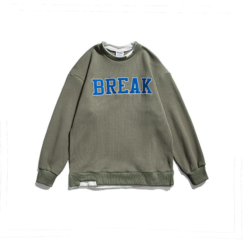 Crew Neck Sweatshirts for Men Men's Clothing Autumn Trendy Letters Embroidered Crew Neck Sweater Men's Casual Top