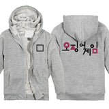 Squid Game Costume Cartoon Printed Zipper Sweater Thickened Zipper Hooded Sweater