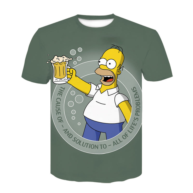 The Simpsons T Shirts Anime Round Neck Print
