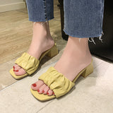 Finn Chain Pointed Toe Mule High Heel Chunky Heel Slippers Women's Outer Wear Summer Fashionable Chunky Heel