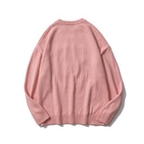 Men Sweater Letter Printed round Neck Sweater Men's Trendy Loose Pullover
