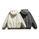 Man Fall Outfis Autumn Color Matching Lamb Wool Hooded Jacket Men's Casual Top
