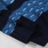 Men Sweater Color Block Ripped Knitwear Men's Loose round Neck Sweater Pullover