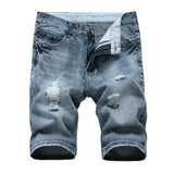 Men Denim Shorts Men's Jeans Shorts Hole Light