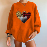 Valentine's Day T Shirts Couples Leopard Plaid Heart Printing Women's Loose Sweater