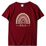 Valentine's Day T Shirt Women's Short-Sleeved T-shirt Heart Leopard Print Cotton