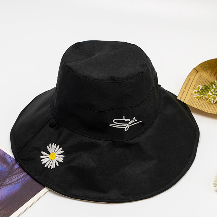 Women Bucket Hat Little Daisy Reversible Fisherman Hat Sun Protection