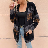Women Pullover Knit Sweater Autumn and Winter Women's Striped Sweater Button Sweater Coat