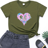 Valentine's Day T Shirt Short Sleeve Heart Printing Casual Summer Top