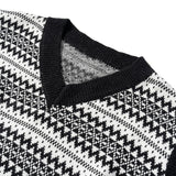 Men Sweater Contrasting Color Jacquard Sweater Vest Vest Men's Sleeveless Sweater Coat